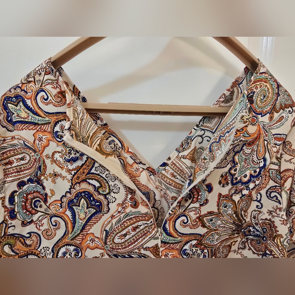 Paisley Long Sleeve Dress with Lace Detail, L - Picture 8 of 16